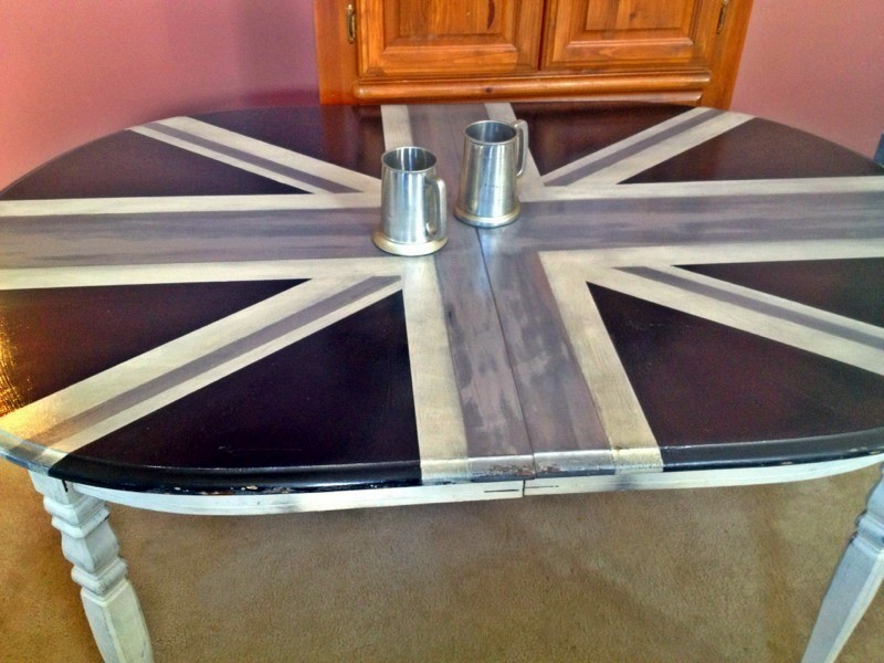 Union Jack table in grey scale
